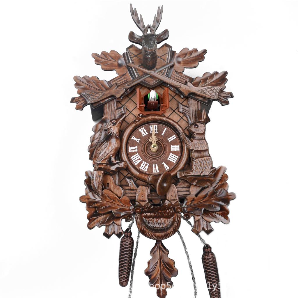 Cuckoo Clock Wall Hanging Mechanical Hourly Chime Vintage Style Living Room Bedroom Home Wall Clock Wooden Wallclock Gift