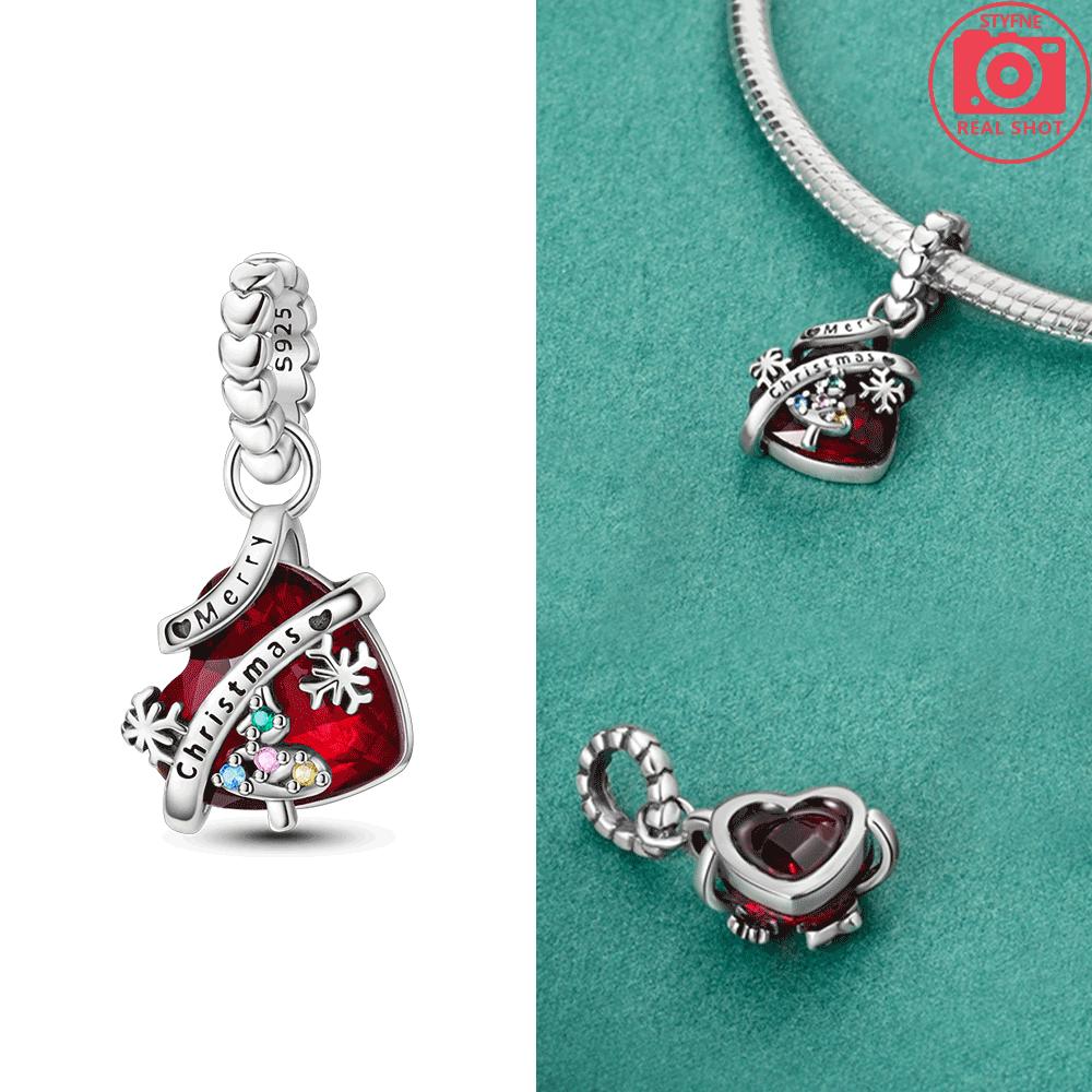 

Original Charms Copper Romantic Christmas Heart-Shaped Pendants Fit Plata Bracelets For Women Jewelry Making Fine Gifts