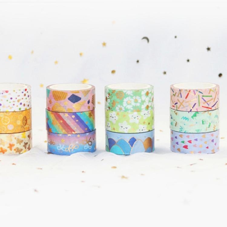 12Roll Decorative Paper Tape 15mmX3Meter Per Roll Aesthetic Masking Tape for Art Craft Scrapbooking Notebook Journal