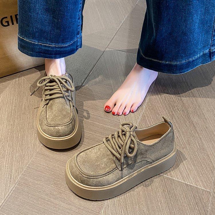 [Youshilai] Retro Platform Loafers for Women's Spring 2025 New Deep-mouth Height-increasing Casual Versatile Single Shoes