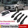 For Chevrolet Onix MK2 Carbon Fiber Car Smart Door Handle Cover Trim Set Protective Stickers Accessorie