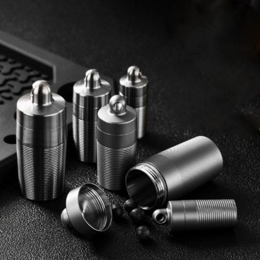 

Ultra-light Titanium Alloy Storage Box Portable Pill Container Keyring Capsule Outdoor EDC Tool 4