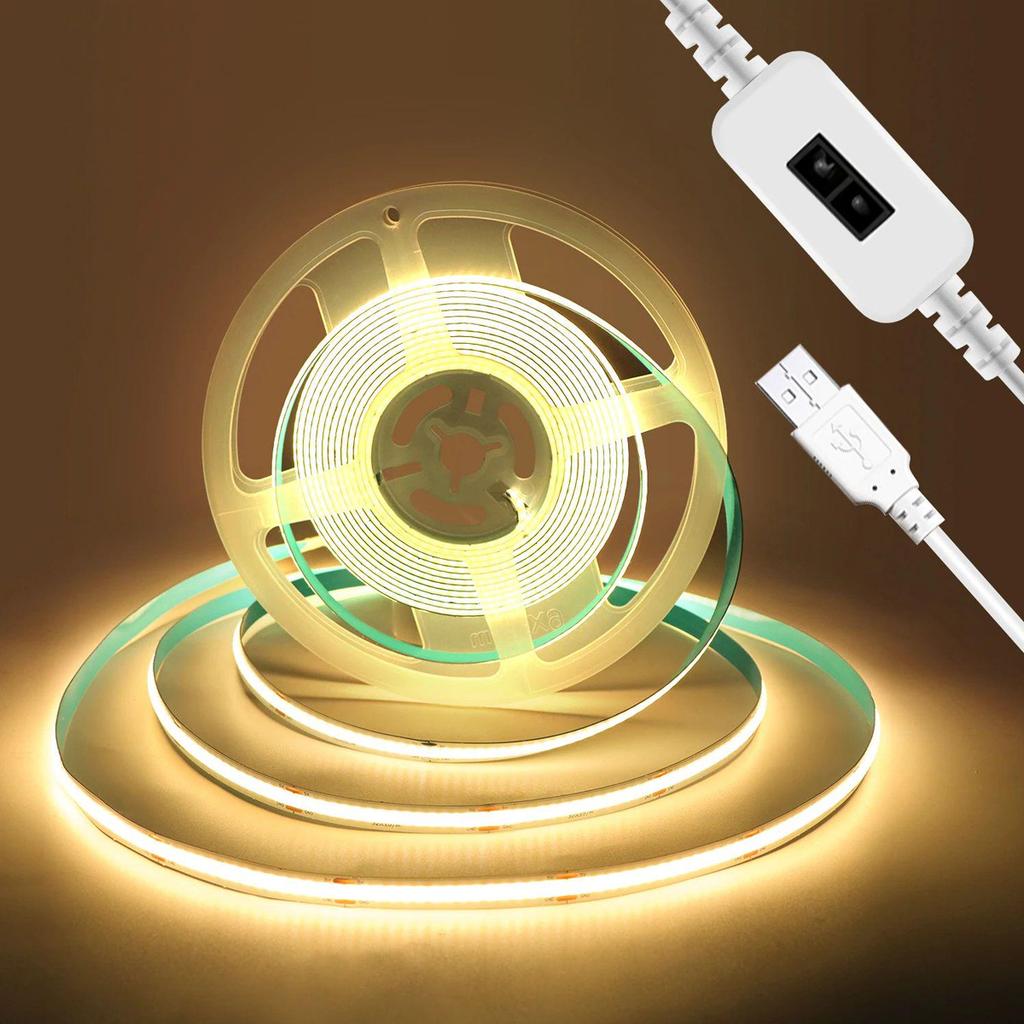 5V COB LED Light Strip Hand Sweep Sensor LED Strip with USB Power for Kitchen TV Backlight Self-adhesive Tape