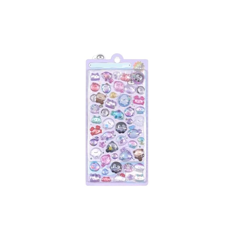 Cute 3D Pukupuku Stickers, Hollow, 3D Bubble Sticker Set, Reward Stickers for Planners and Diaries, Floating Cartoon Style DIY, Sparkly Girl