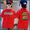 Fashionable and Casual Cute Cartoon Car Short Sleeved T-shirt for Boys and Girls