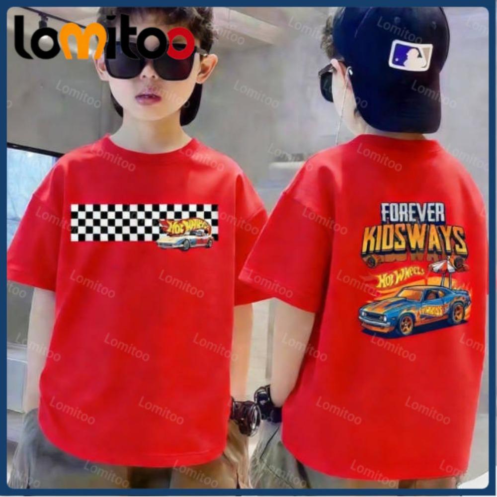 Fashionable and Casual Cute Cartoon Car Short Sleeved T-shirt for Boys and Girls