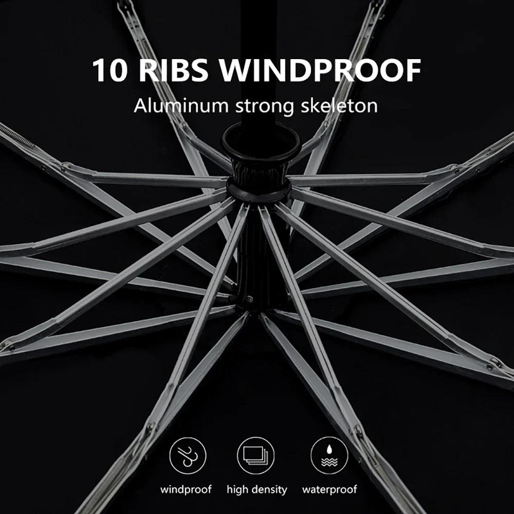 Automatic Umbrella Rain Women Men 105cm Double Layer Windproof Umbrella Wood Handle 10 Ribs Golf Umbrellas Paraguas