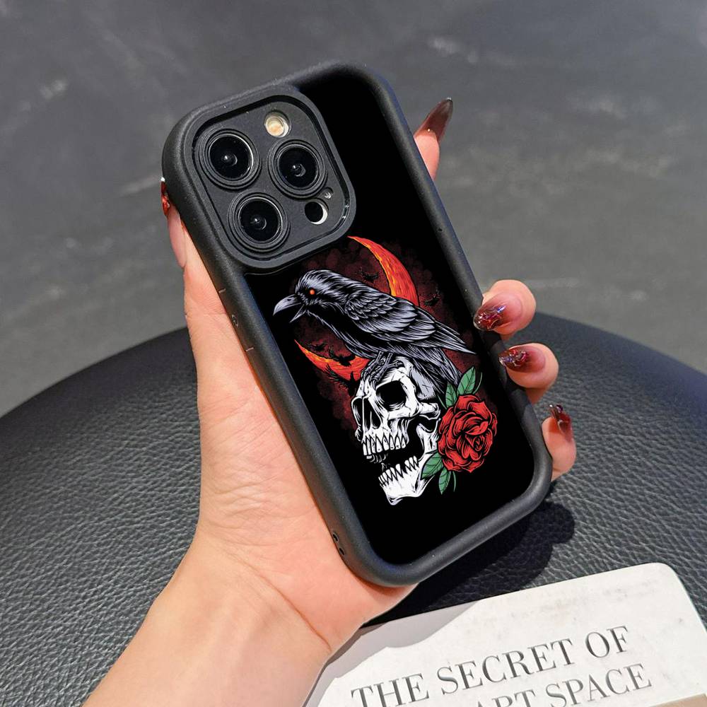 Skull Gothic Creepy Pastel Goth Phone Case For iPhone 17 16 15 14 13 12 11 Pro Plus Max Soft TPU Protection Soft Cover