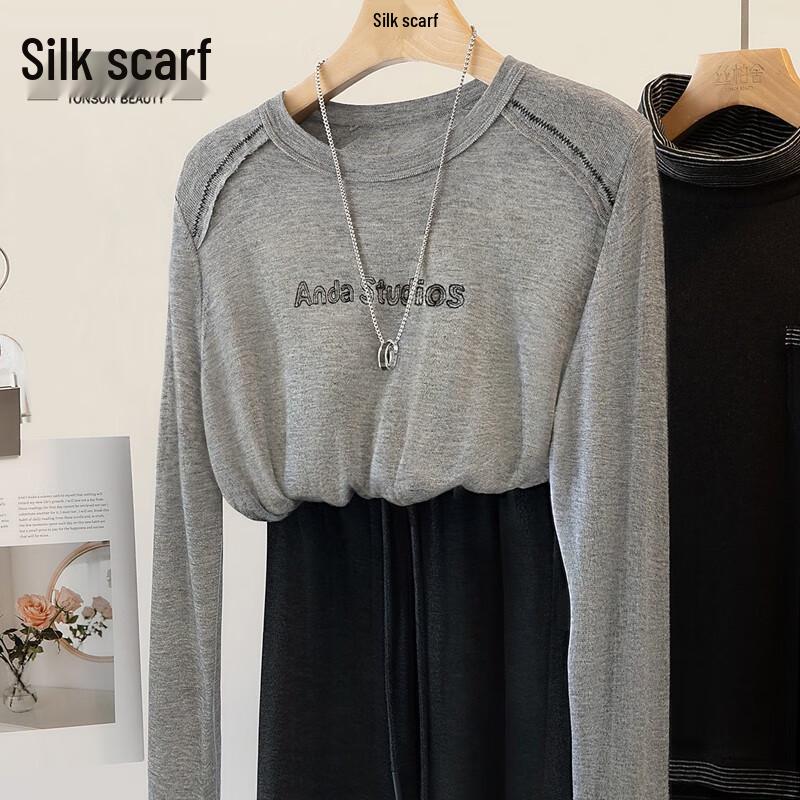 

Women s Round Neck Letter Pullover Knit Sweater M