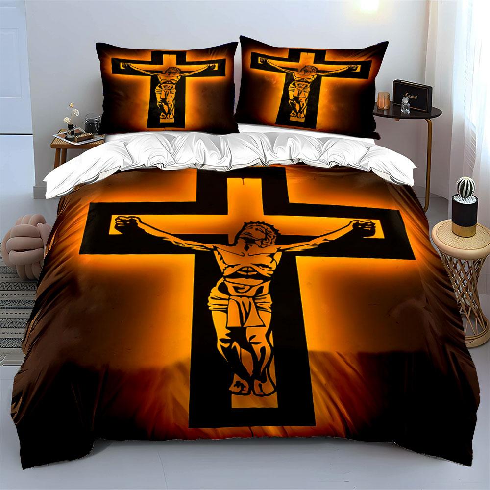 Radiant cross silhouette. Bedding sets Duvet covers Pillowcases(1* Duvet Cover 2* Pillowcases without duvet insert)