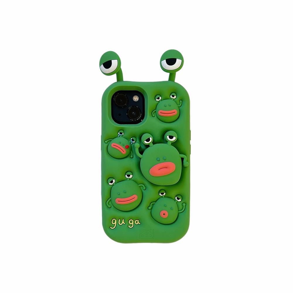

Cute 3D Cartoon Frog Soft Silicone Case for iPhone 17 16 15 14 13 12 Pro Max Shock Proof Relieve Stress Cover With Stand Holder iPhone 12 Pro Max зелёный