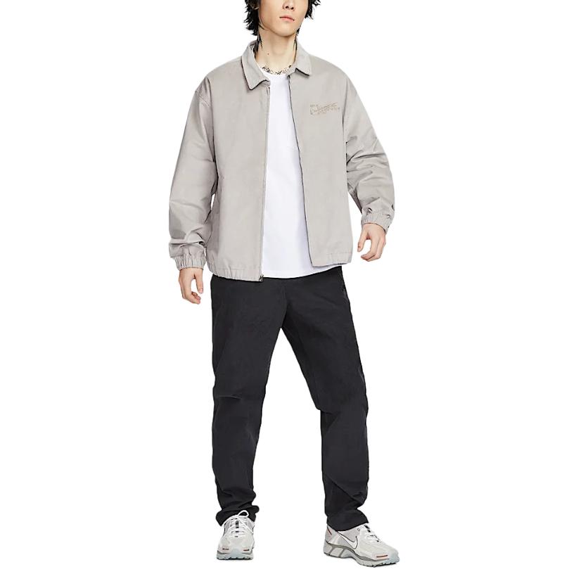 Nike As M Harrington Jacket Cord Op Basketball Series Comfortable Soft Stylish Collar Jacket Men Jacket Light-Gray HV4774009
