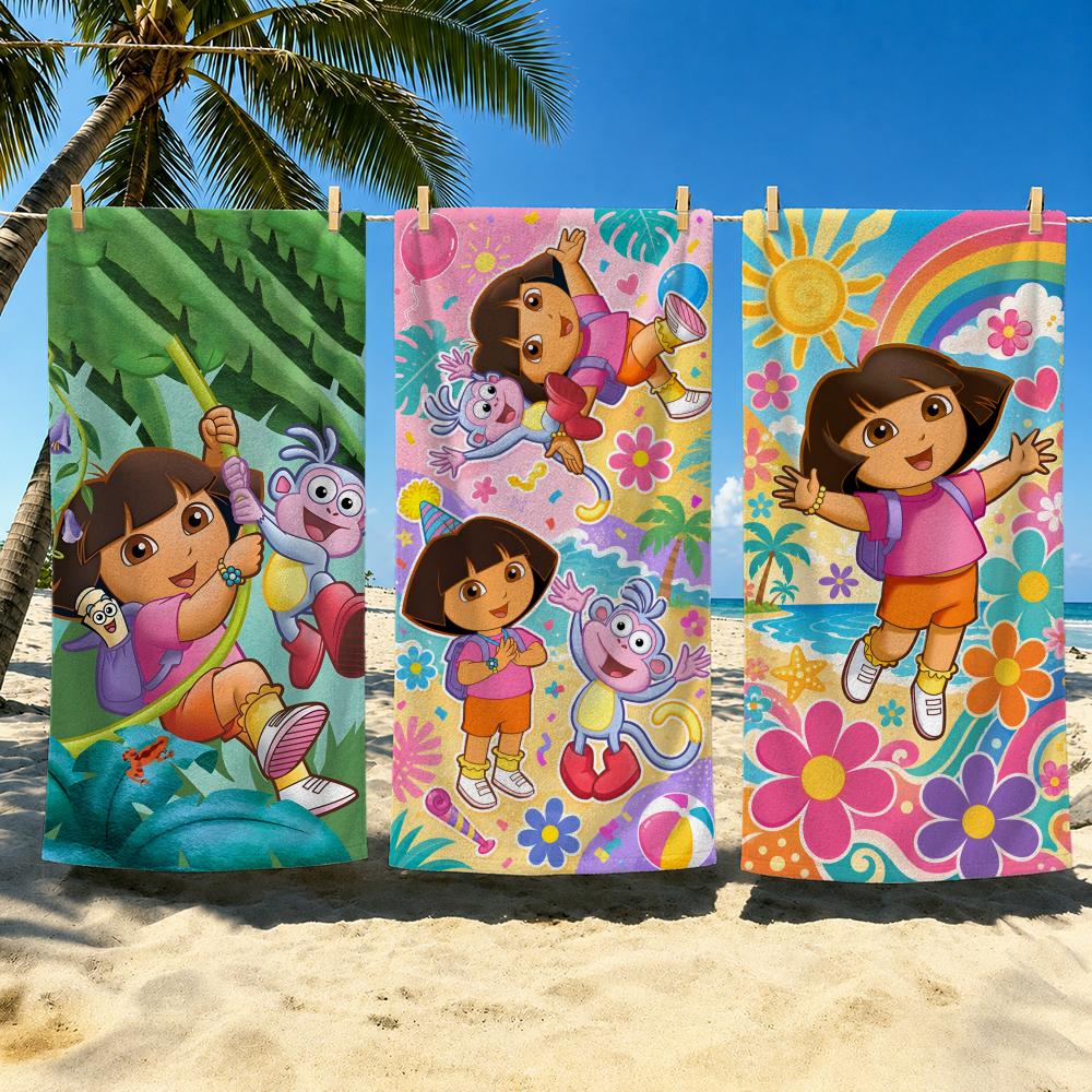 Animation D-Dora the Explorer Towel Towel Soft Pool Gift For Travel Gym Shower Cool Camping Quick Dry Sports Large Beach Towel