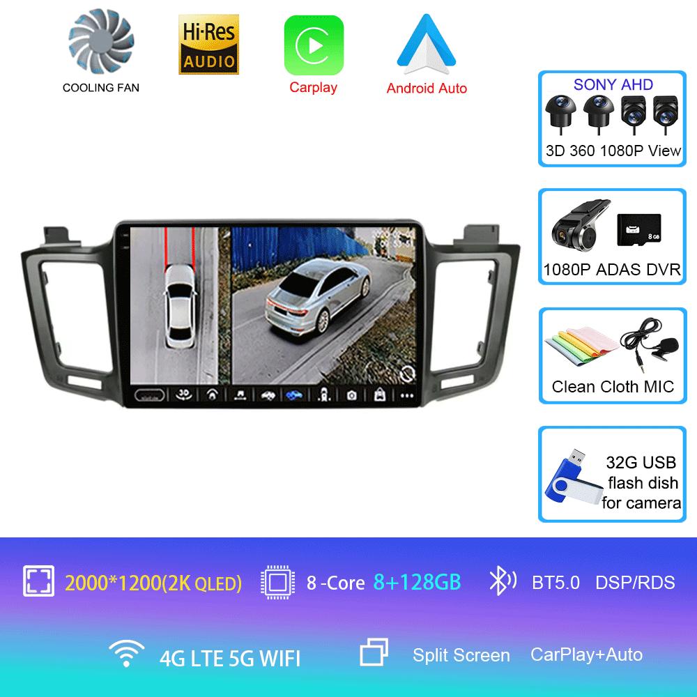 Android 14 For Toyota RAV4 RAV 4 2013 2014 2015 2016 2017 Multimedia Player 4G Carplay Car Radio GPS Stereo Head Unit Auto