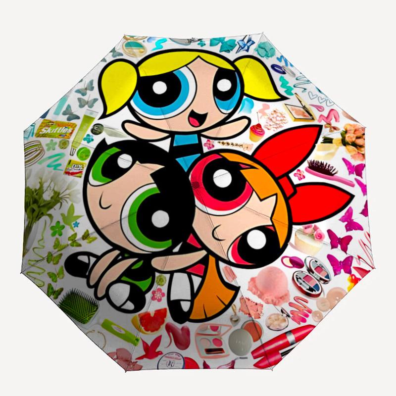 

1pc Powerpuff Girls Automatic Open/close, All-Season Portable Folding Umbrella for Women & Men, Travel, Everyday, Events - Durable Frame yy250809178