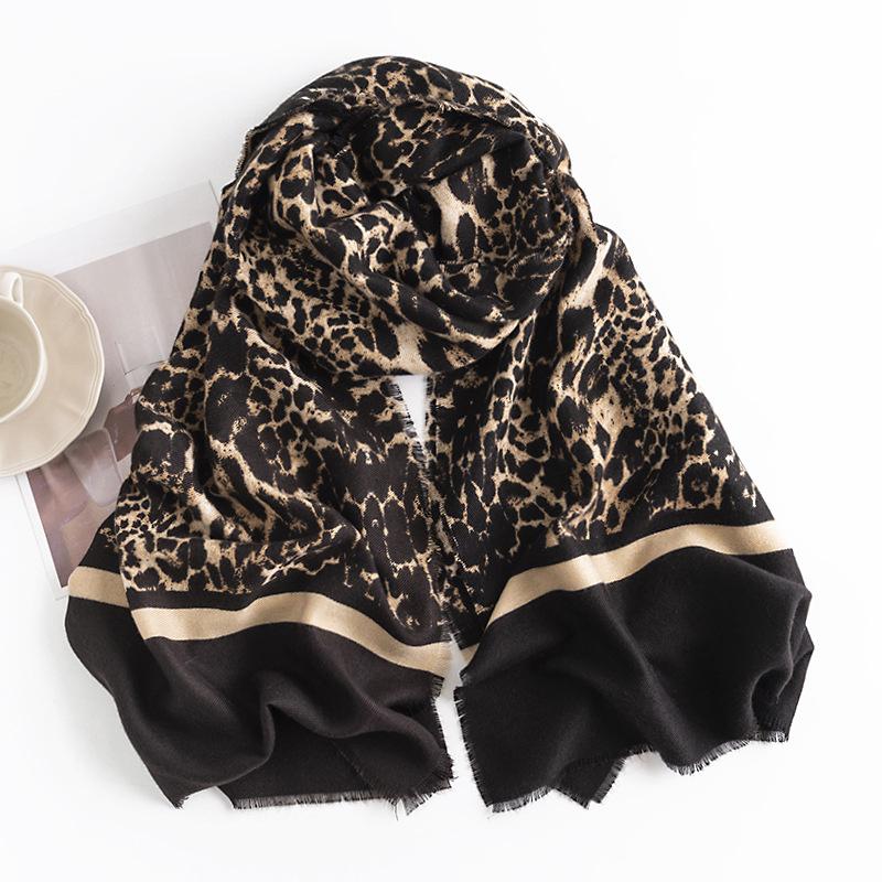 65*190Cm Fashion Leopard Print Women Winter Warm Scarf Hijabs Tassels Shawl Cashmere Pashmina Scarves Wraps