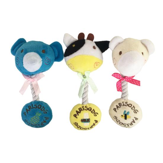 Interactive Plush Dog Toy Squeaky Stuffed Animal Dog Chew Toy Cotton Rope Tug of War Toy for Dogs Teeth Cleaning Puppy Teething