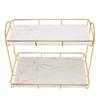 Bathroom Storage Rack Gold White 2 Tier Makeup Shelf Humanized Structure Anti Slip Counter