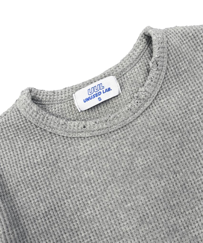 UNUSEDLAB Women'S Waffle Slim Long Sleeve [Gray]