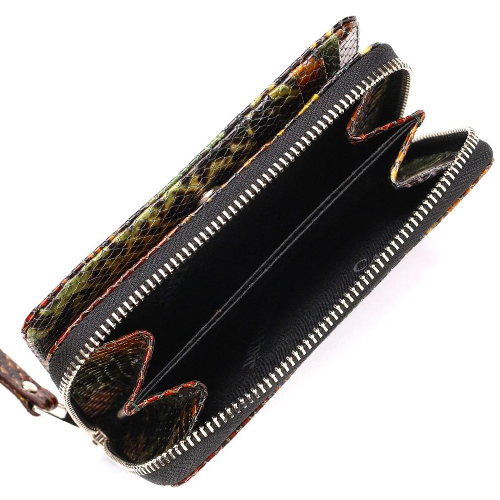 Красивое лакированное женское портмоне среднего размера из натуральной кожи с тиснением под змею CANPELLINI 21716 Разноцветный