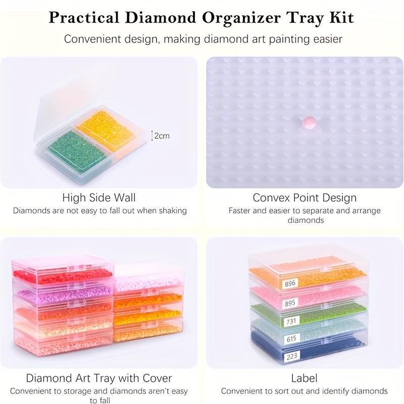 15Pcs Diamond Painting Tool New Storage Box, Diamond Tray with Lid, DIY Packaging, Diamond Round Diamond Flipping Box Set