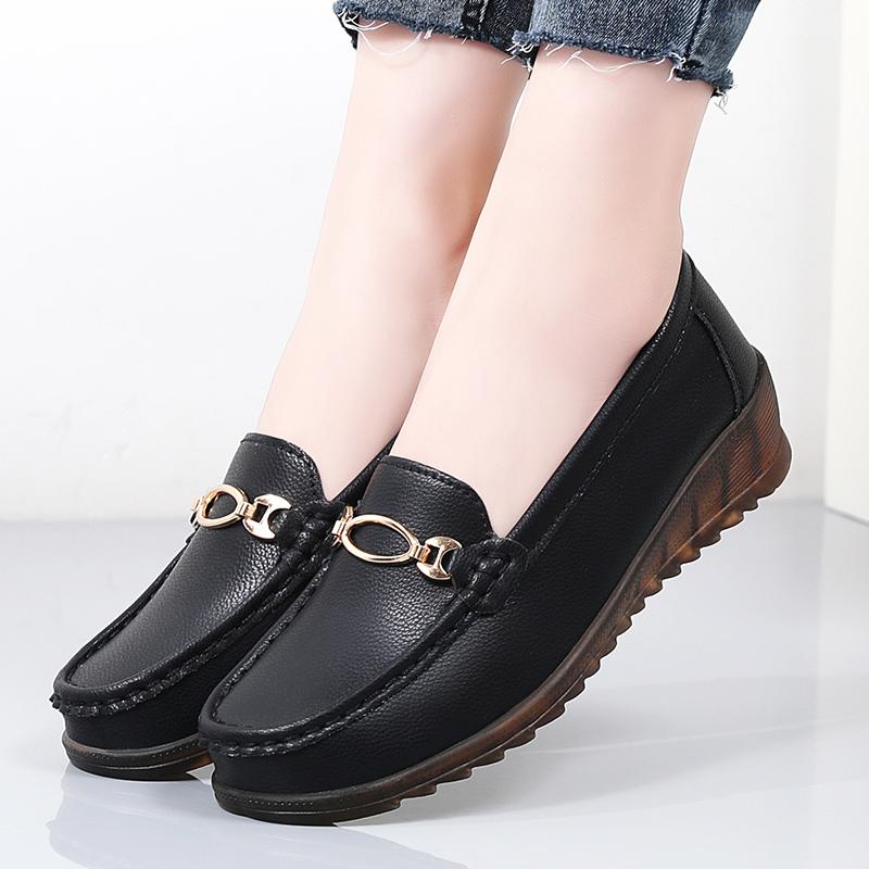 Women's Black Loafers Moccasins Casual Slip On Grey Flats Walking Shoes for Mother Plus Size