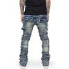 New Retro Cargo Jeans Men Stretchy Ripped Washed Y2k Pants Straight Leg Male's Patched Denim Trousers 2025 Spring Autumn