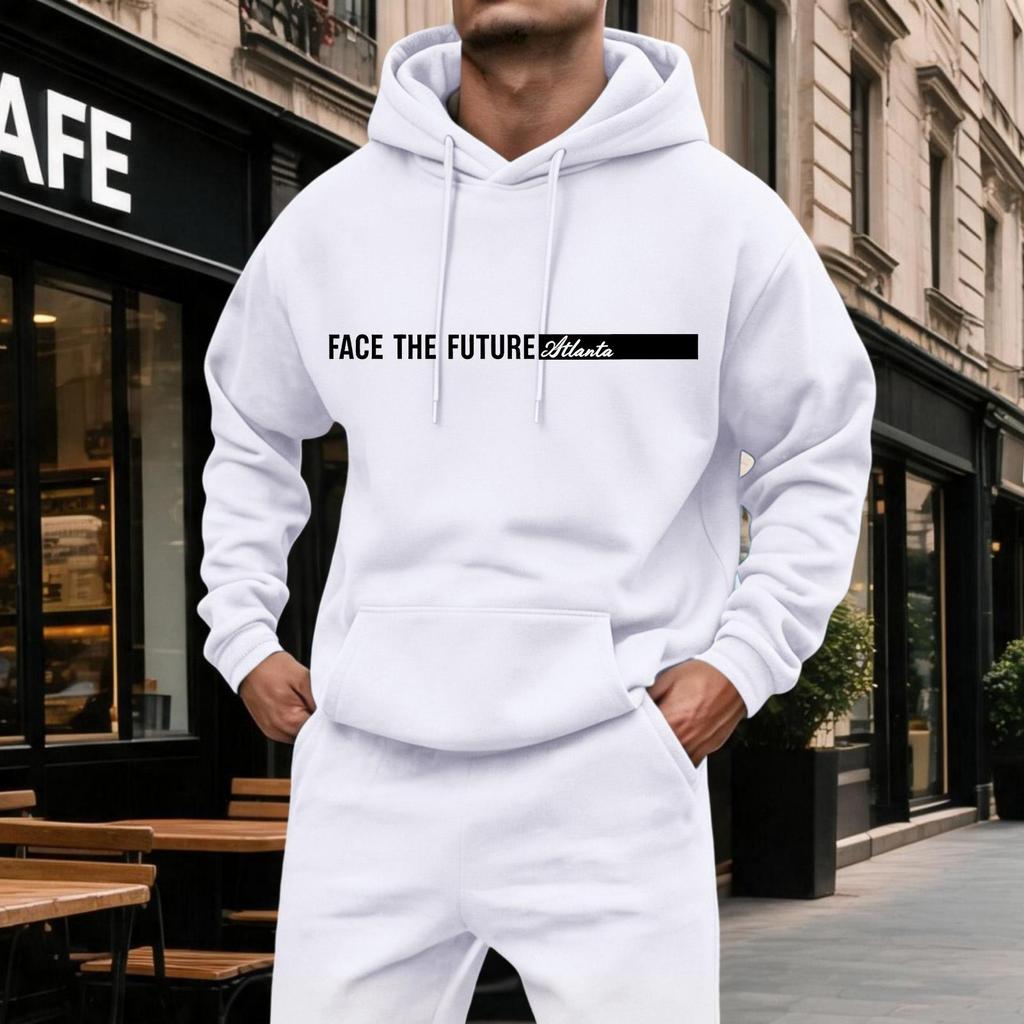 Men's Casual Hoodie with Large Pockets, Color Long Sleeve Sweatshirt