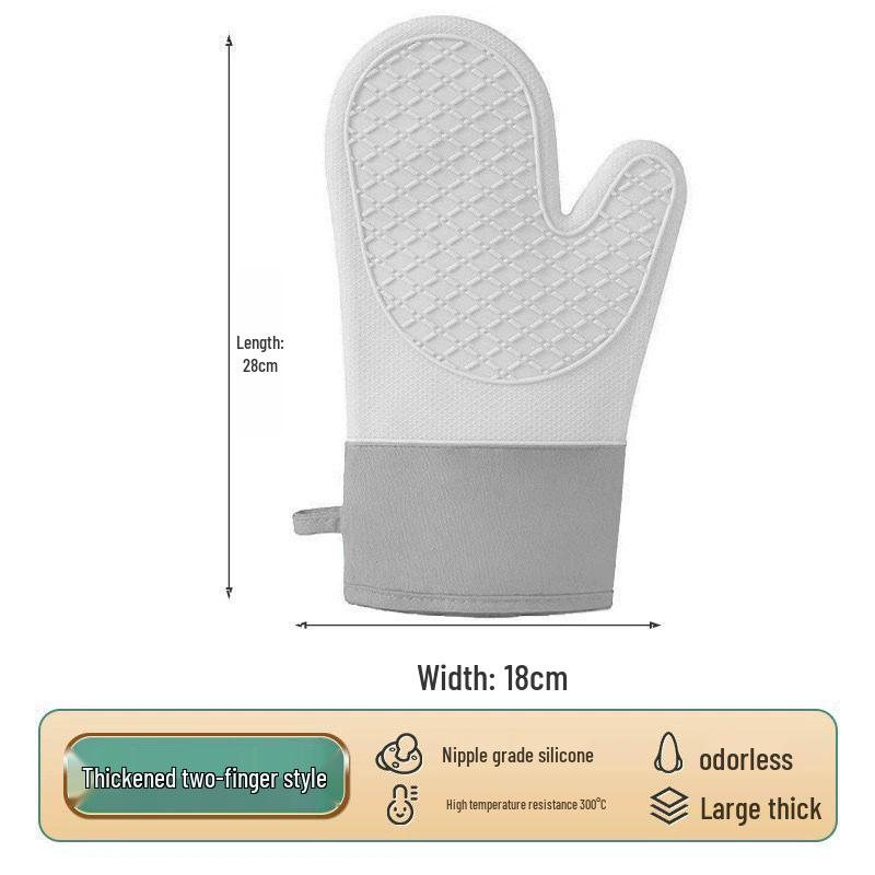 Heat-Resistant Non-Slip Silicone Baking Gloves: Anti-Scald, Waterproof, Thickened for Microwave Oven Use