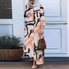 2026 Floral Print Two-Piece Muslim Women's Retro Long Shirt & Wide-Leg Pants Suit for Spring & Autumn