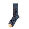 French Retro Abstract Oil Painting Mid-Calf Socks - Trendy Autumn/Winter High-Top Creative Combed Cotton for Women