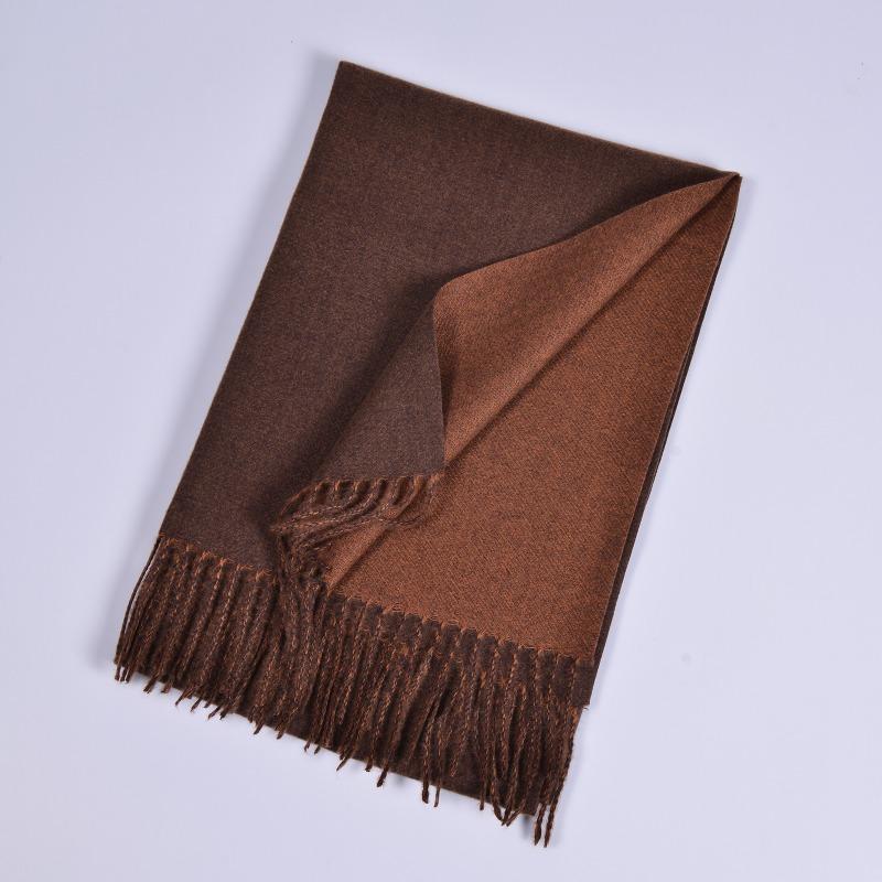 Autumn and Winter New Imitation Cashmere Double-sided Monochrome Warm Scarf Scarf Men's and Women's Fashion Warm Fringe