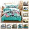 3D Cartoon Car Series Bedding Set, Car Letter Printed Down Duvet and Pillowcase 2/3 Pieces, Children's Room Full Size Home Decoration