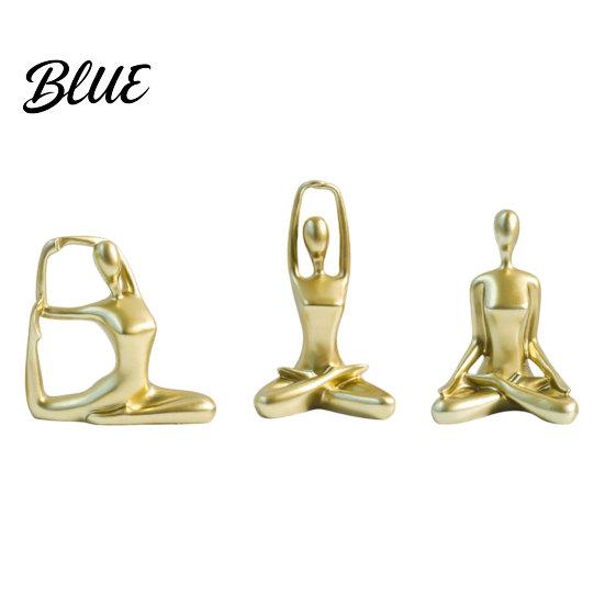 Contemporary Interior Accents 3Pcs Abstract Yoga Figure Sculpture Set Hollow Dancer with Glossy