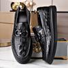 Loafers Men's New Soft-soled Beanie Shoes Men's Business Casual Leather Shoes Formal British Style Crocodile Pattern Men's Shoes