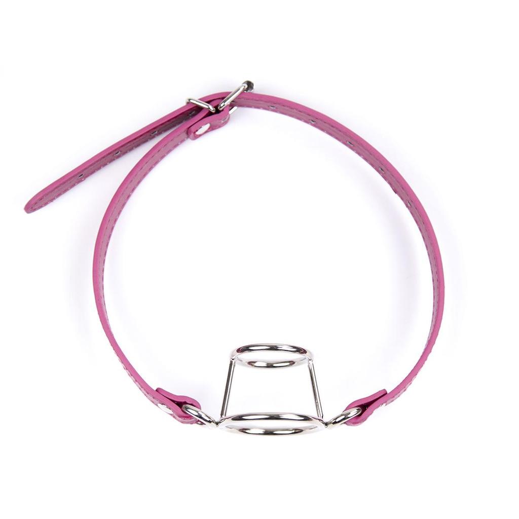 Leather & Iron Ring Gag: Double Metal Ring Mouth Plug for Men & Women, SM Erotic Toy
