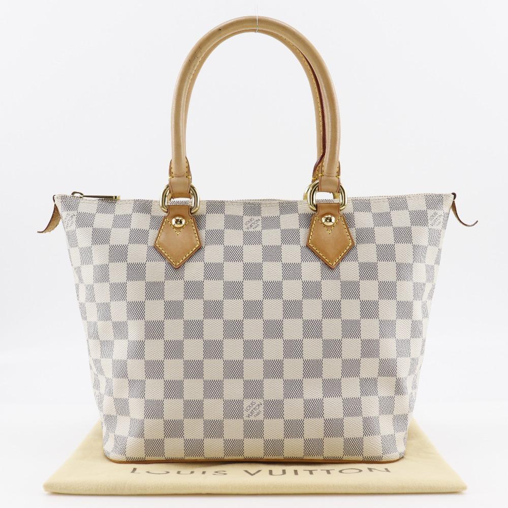LOUIS VUITTON Saleya PM Handbag N51186 White Damier Azur Canvas Women Used