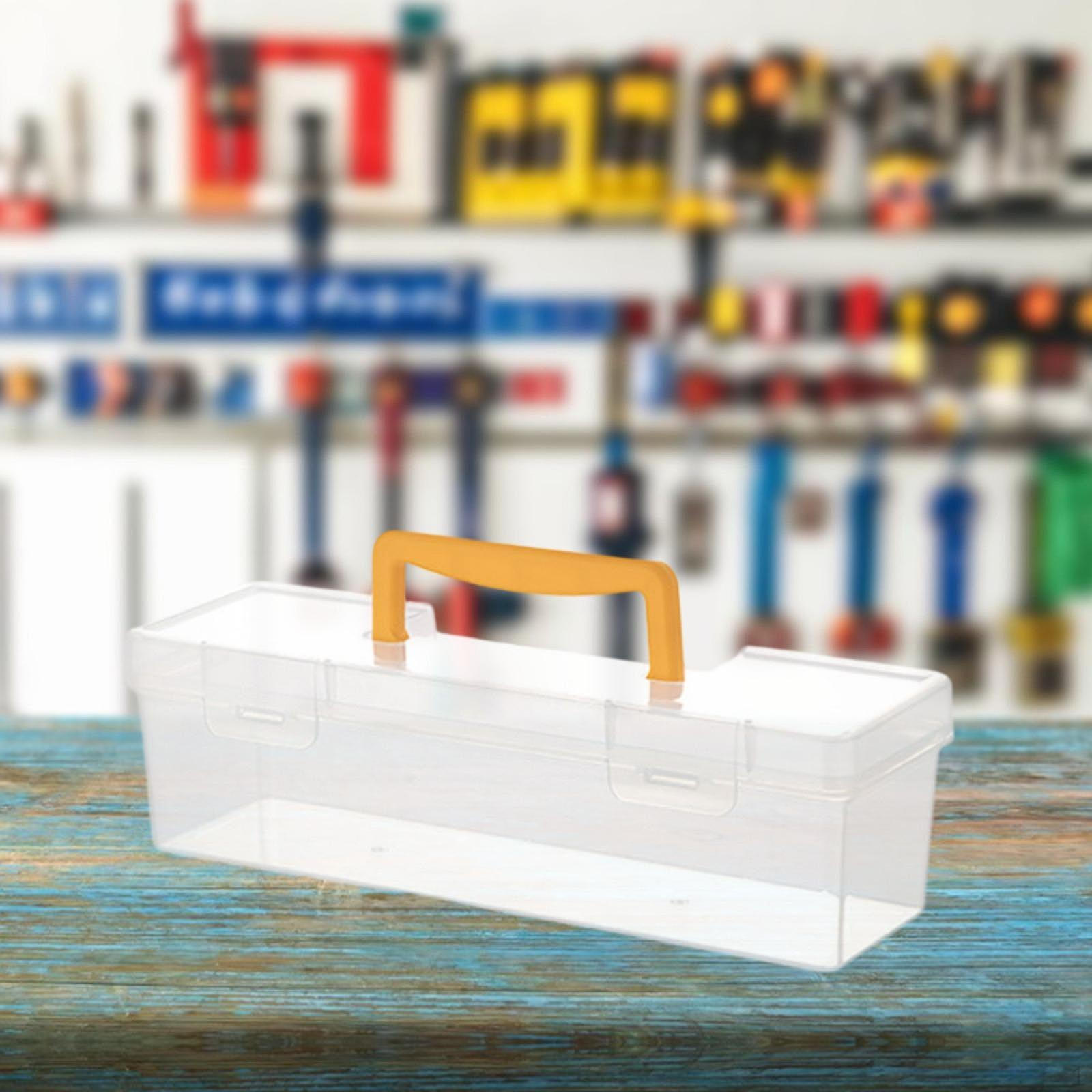 Clear Tool Box Bin Handheld Equipment Carrying Storage Organizer Container Case for Hardware Hand Yellow 30x93x93cm 930₽