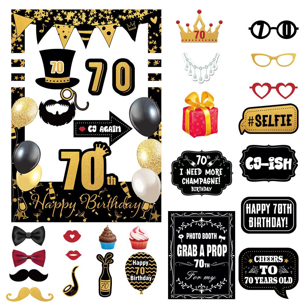 Black Gold Glitter Adult Birthday Photo Booth Props 18th 40th 50th 60th 70th Birthday Party Photobooth Props Anniversary Gift