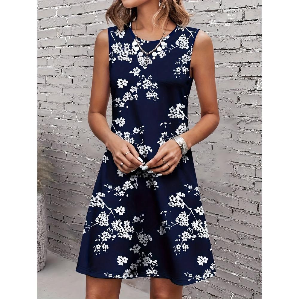 Women's Floral Print Round Neck Dress