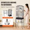 VEVOR Large Bird Cage, 62 In, Open Top Parakeet Cage with Rolling Stand, Steel Bird Flight Cage with Removable Tray, Budgie Birdcage with 4 Perches