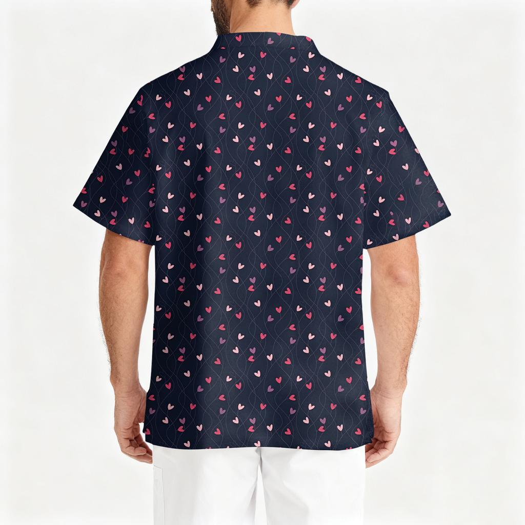 Men's Casual Short,Sleeved V,Neck Printed Front Pocket Top