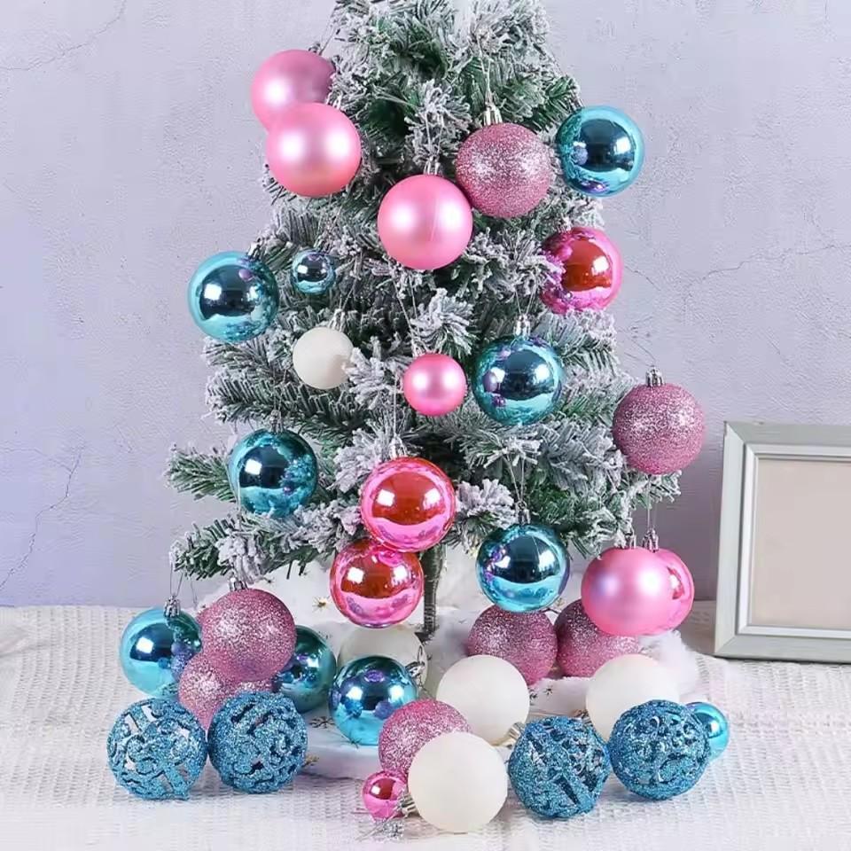 100pcs 3/4/6cm Christmas Ball Set Delicate Shatterproof Christmas Tree Decoration Pendant Painted Waterproof Electroplated Ball