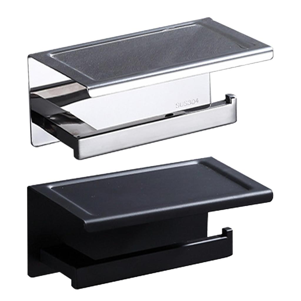 Wall Mounted Paper Holder with Phone Shelf Tissue Roll Dispenser Storage for Hotel