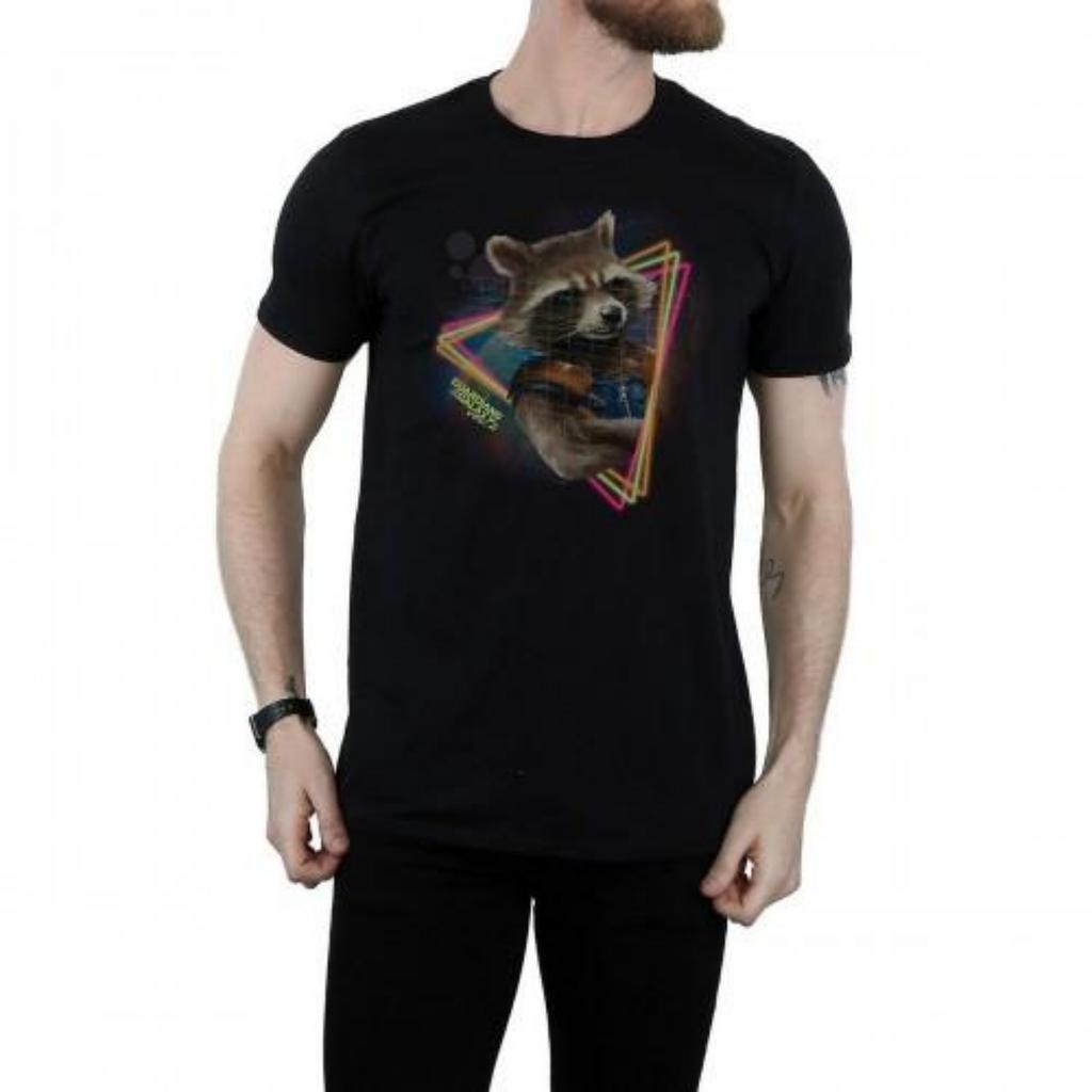 Guardians Of The Galaxy Pánské tričko Rocket Raccoon Neonové bavlněné