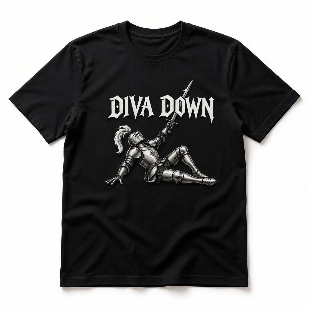 Diva Down Medieval Knight Humor Unisex T Shirt Cotton Clothing Fun Short Sleeve Tee Gift TShirts