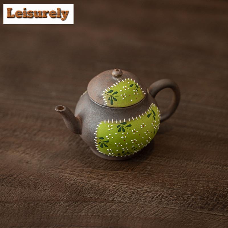 120ml Old Rock Clay Qingqiu Teapot Aesthetic Tea Infuser Pot Tea Making Kettle With Strainer Tea Services Accessories Craft Gift