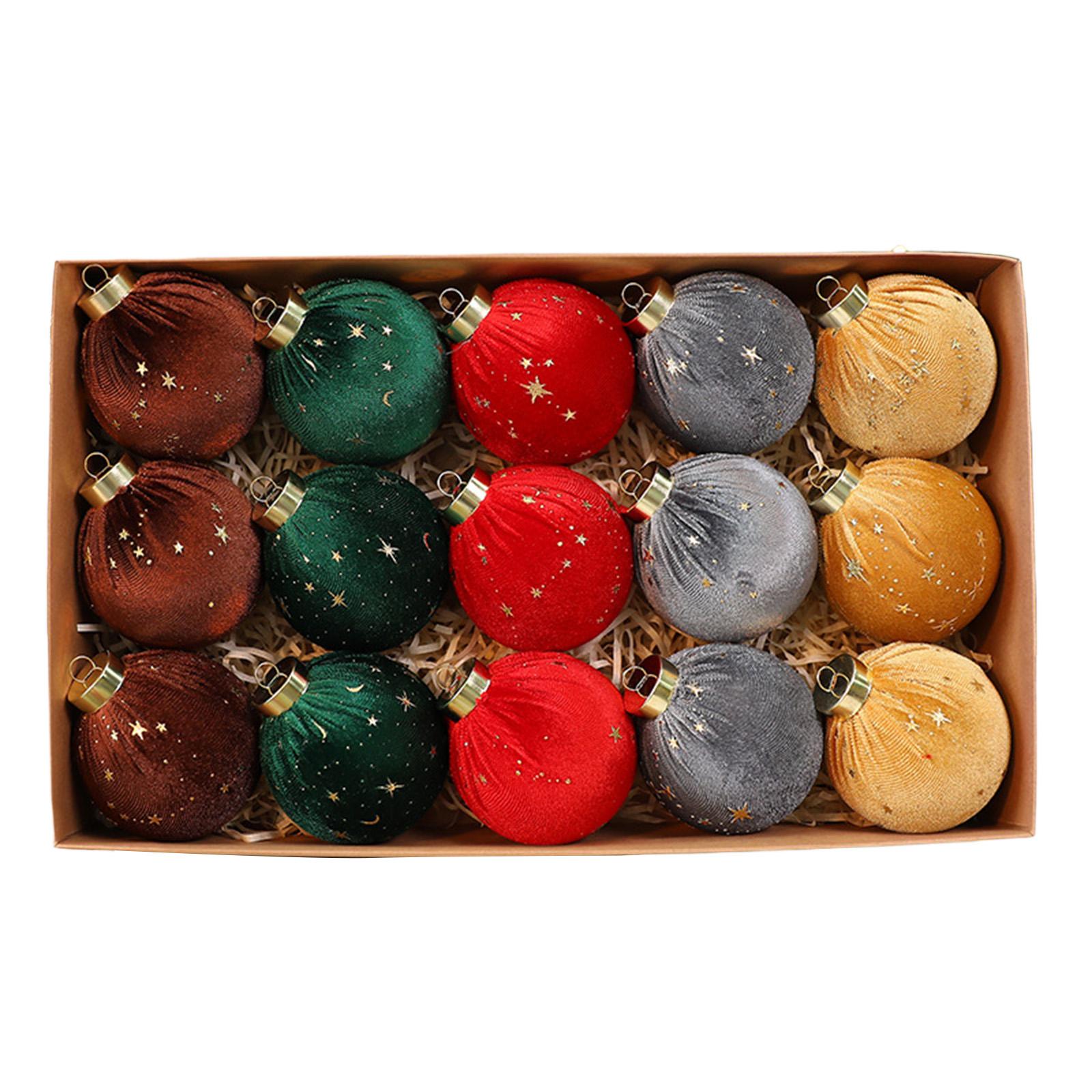 

15PC Christmas Balls 8cm Star Velvet Balls Christmas Decorations One Size