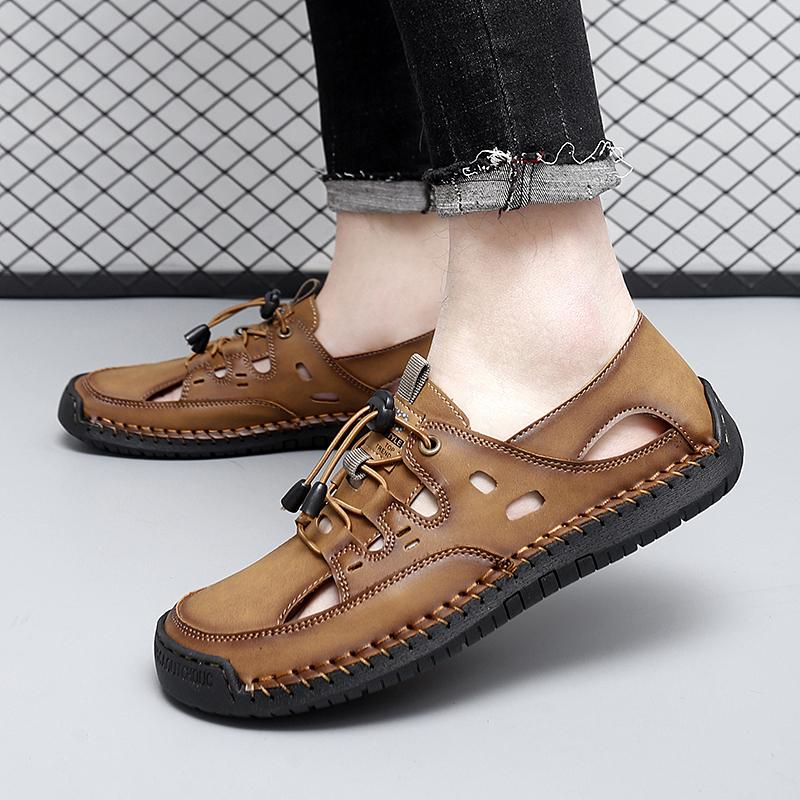 Men Blue Green Hiking Sandals Khaki Summer Outdoor Wide Palm Black Beach Shoes Close Toe Sandals Plus Size