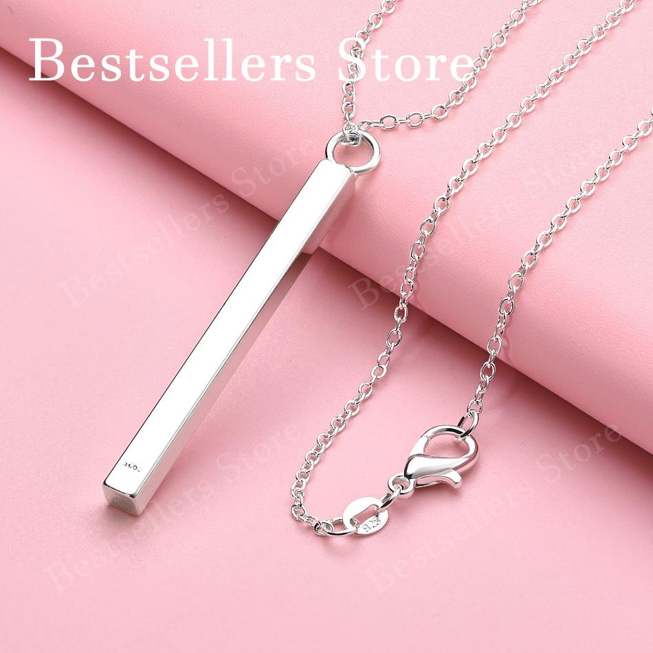925 Sterling Silver 16-30 Inch Exquisite Long Cylindrical Pendant Necklace for Women's Fashion Wedding Accessories Jewelry